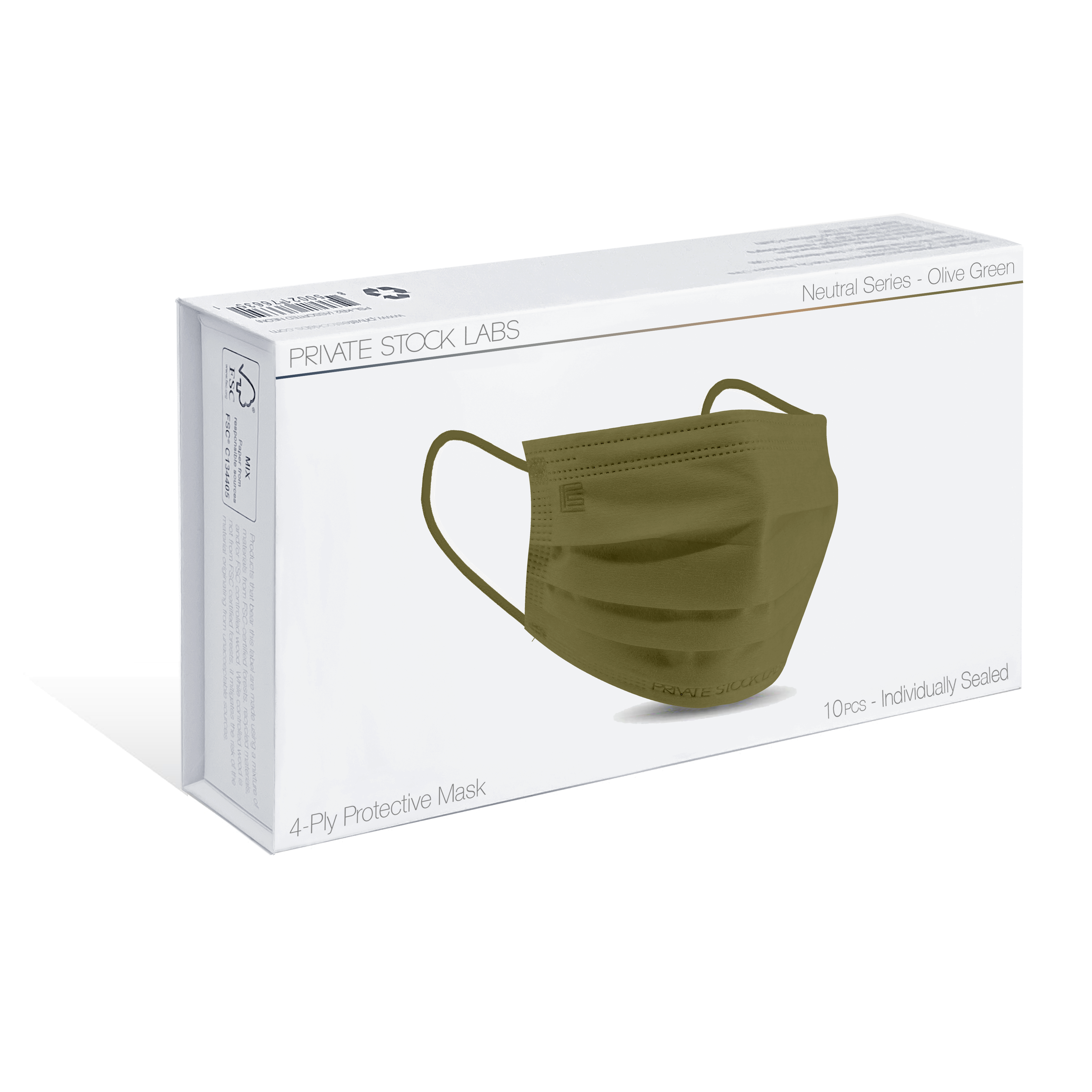4-Ply Protective Mask - Neutral Series - Olive Green (Pack of 10