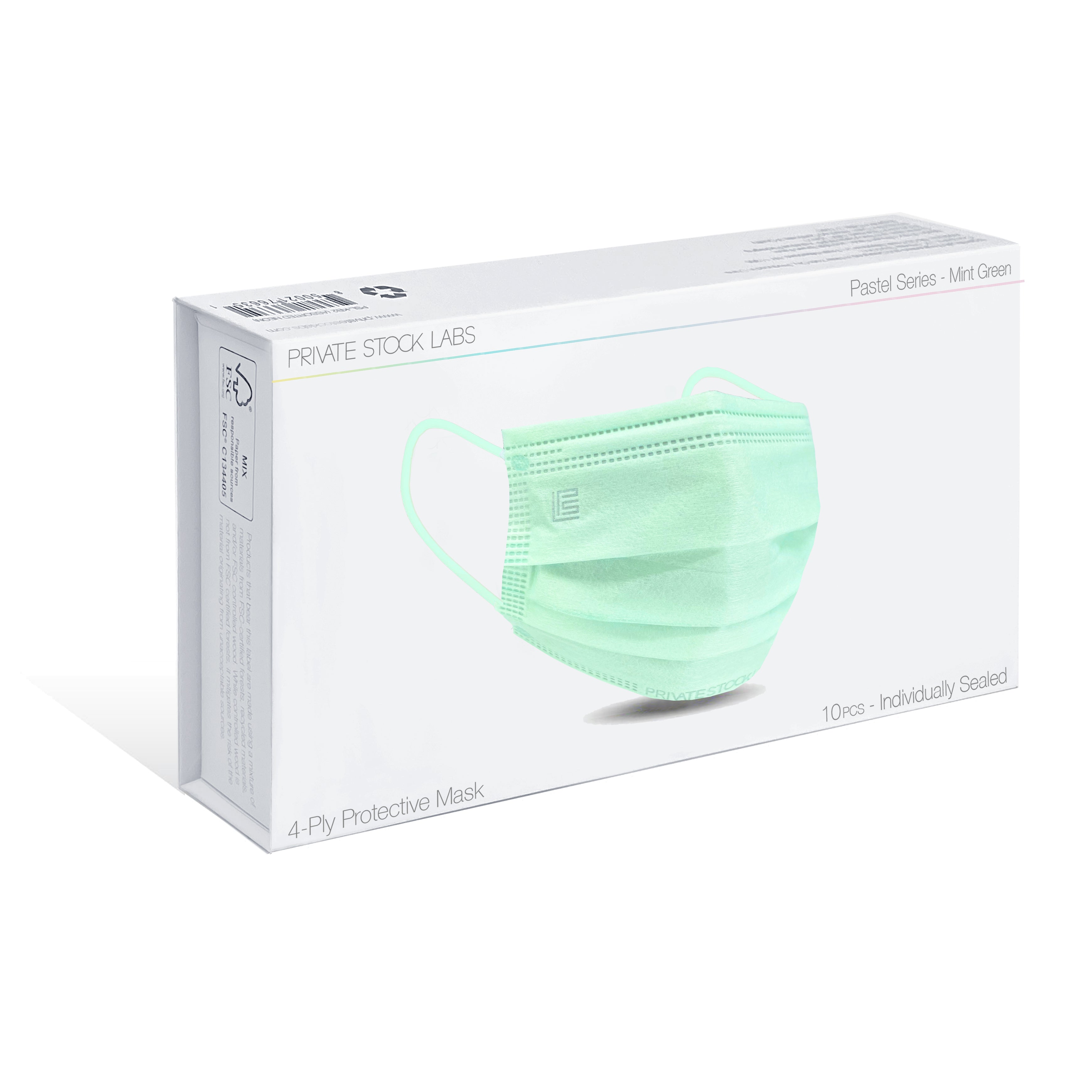 4-Ply Protective Mask - Pastel Series - Mint Green (Pack of 10