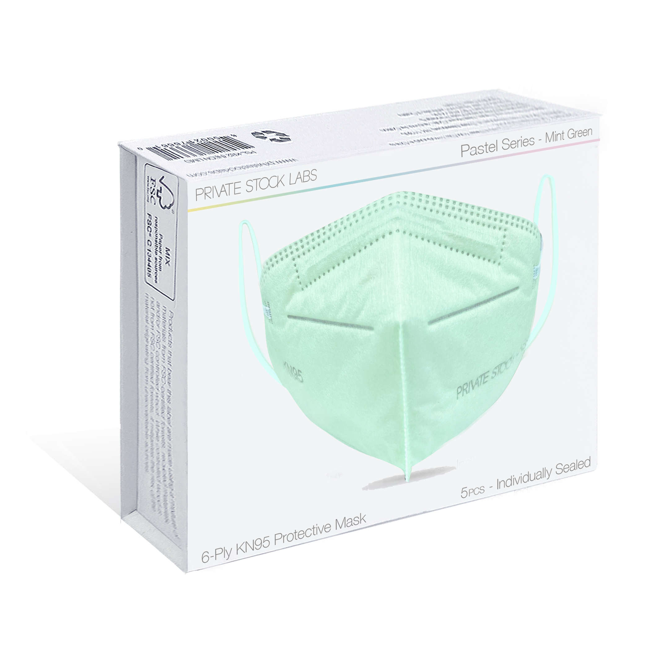 KN95 Protective Mask - Pastel Series - Mint Green (Pack of 5