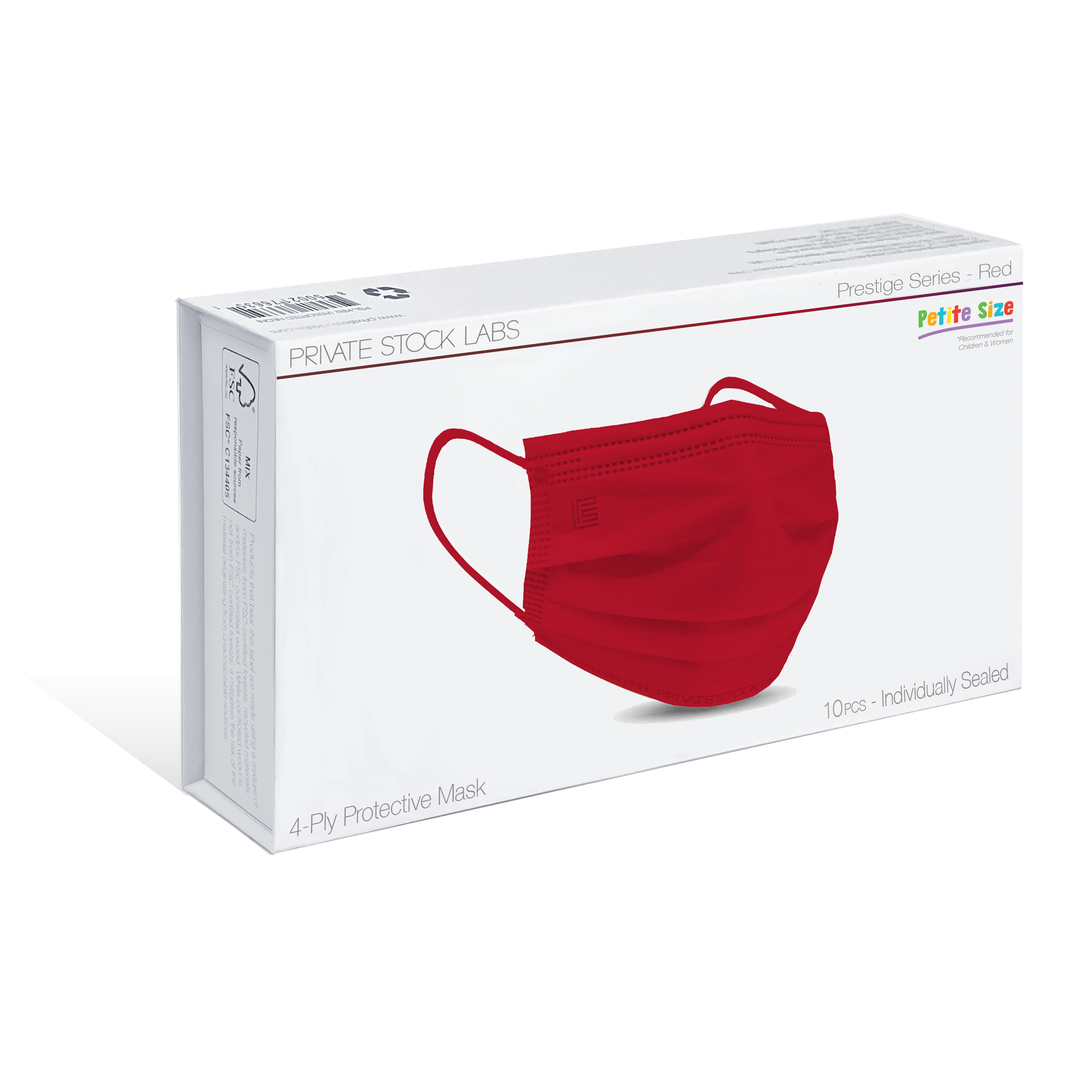 Petite 4-Ply Protective Mask - Prestige Series - Red (Pack of 10 ...