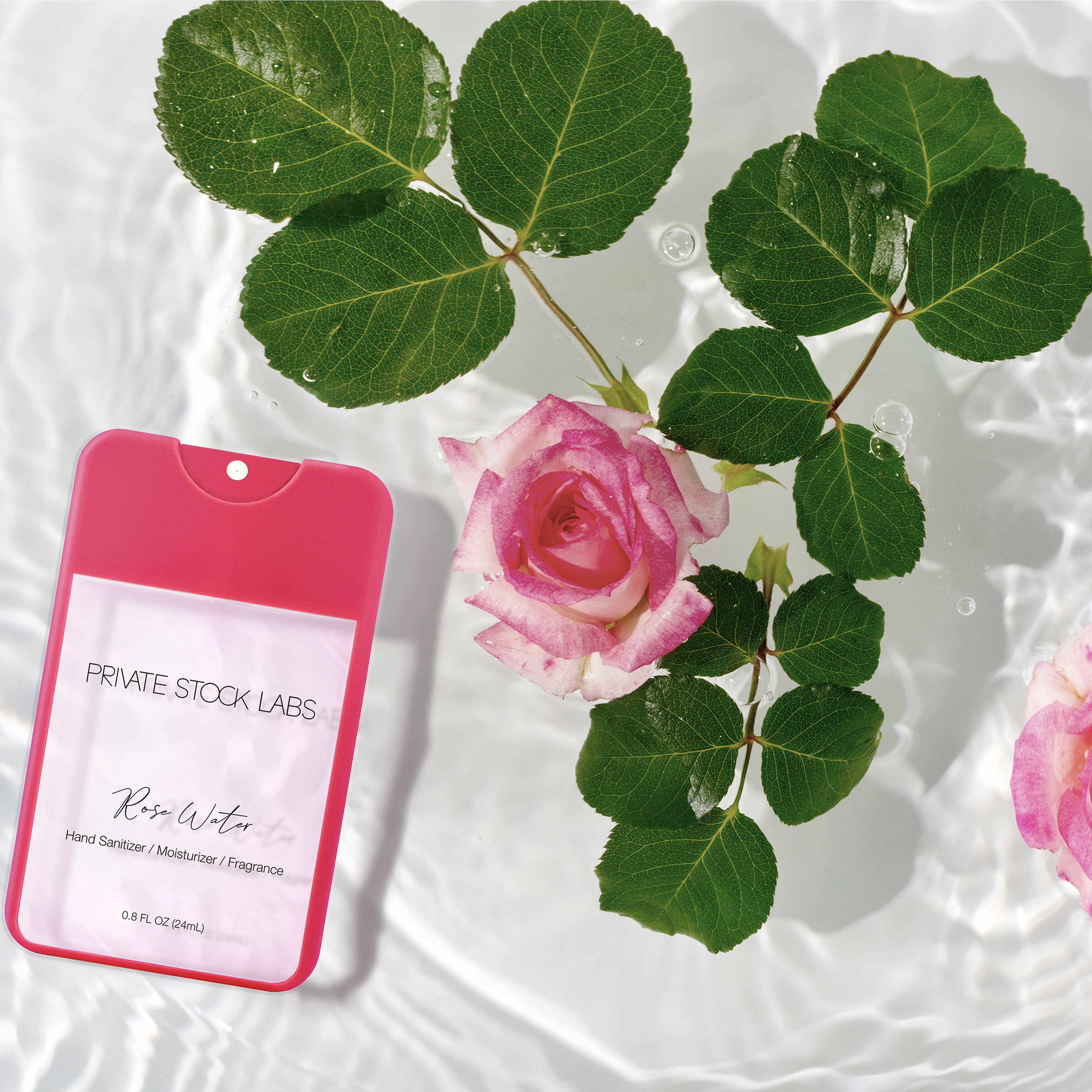 Rose Water Bundle: 3-in-1 Sanitizer / Moisturizer / Fragrance and Essential Oil Parfum Candle