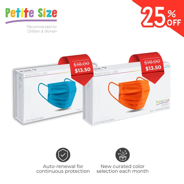 Petite 4-Ply Protective Face Mask – Monthly Subscription (2 Boxes (20 masks) per Month)