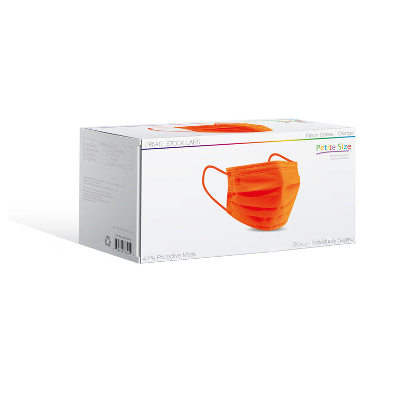 Petite 4-Ply Protective Mask - Neon Series - Orange (Pack of 50)