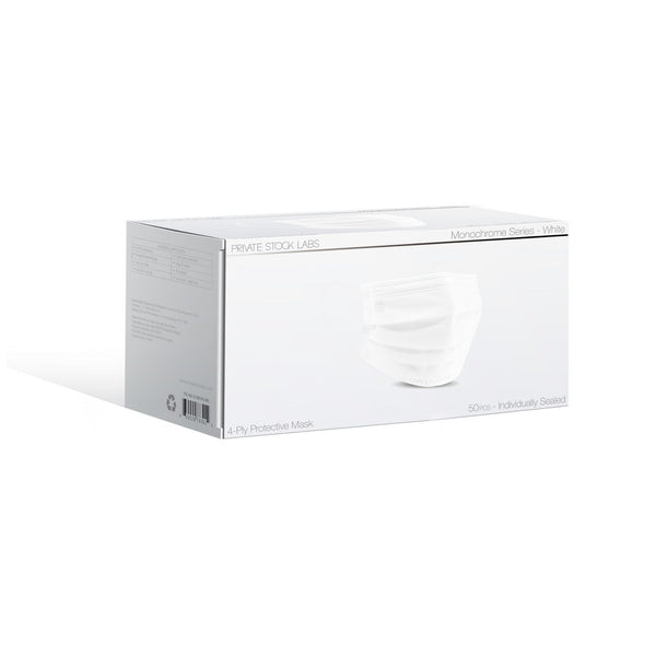 4-Ply Protective Mask - Monochrome Series - White (Pack of 50)