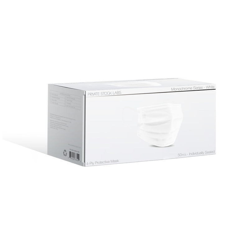 4-Ply Protective Mask - Monochrome Series - White (Pack of 50)