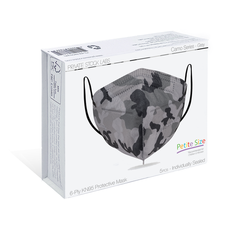 Petite KN95 Protective Mask - Camo Series - Grey (Pack of 5)