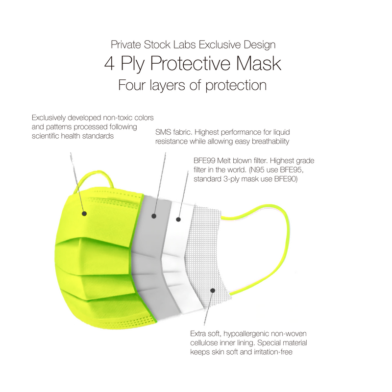 4-Ply Protective Mask - Neon Series - Lime (Pack of 50)