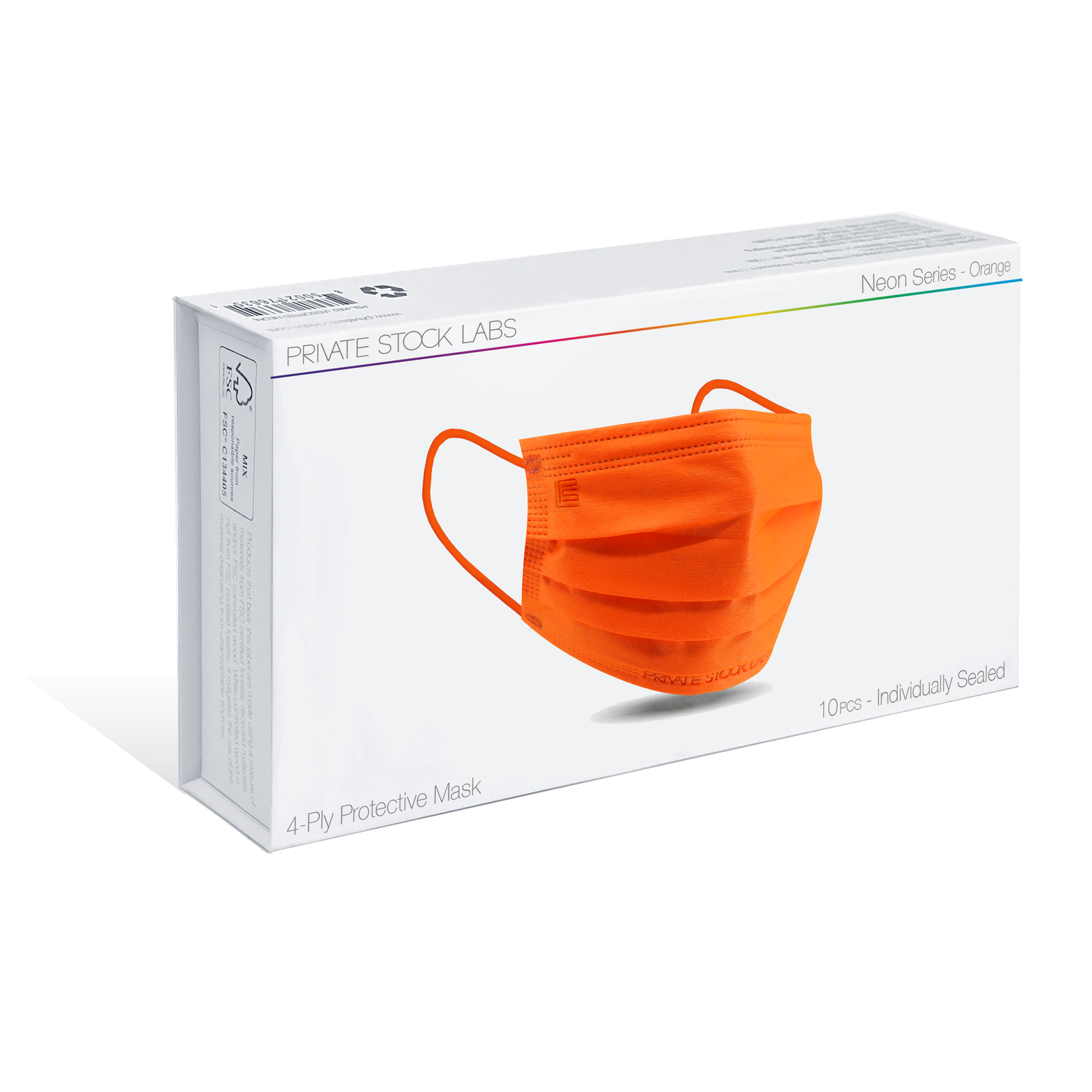 4-Ply Protective Mask - Neon Series - Orange (Pack of 10