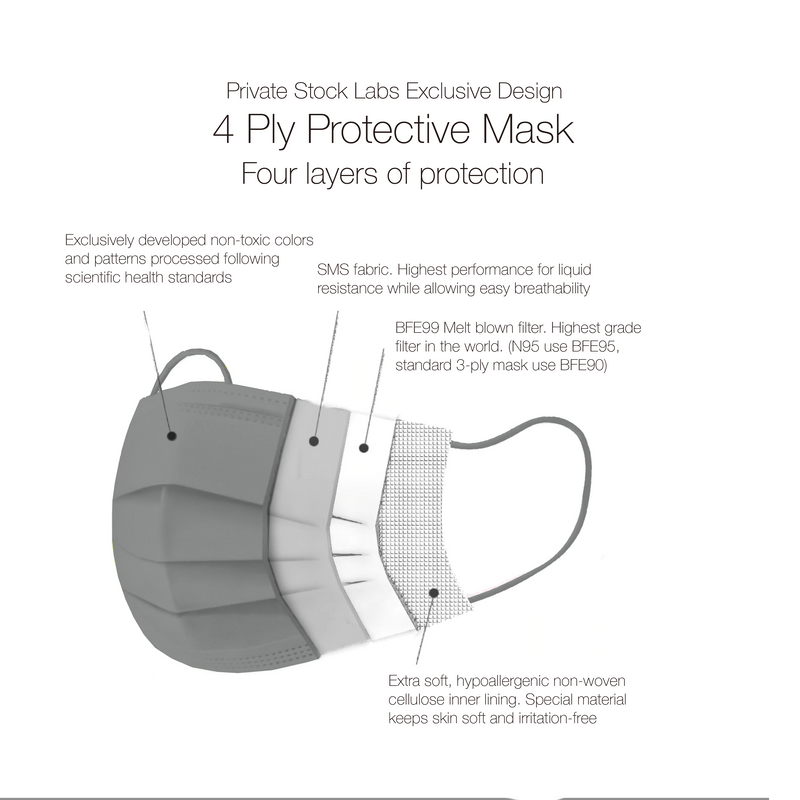4-Ply Protective Mask - Neutral Series - Grey (Pack of 10)