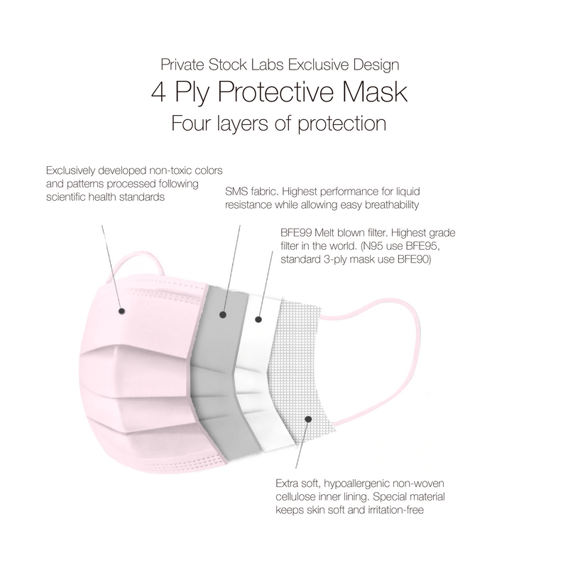 4-Ply Protective Mask - Pastel Series - Blush Pink (Pack of 10)