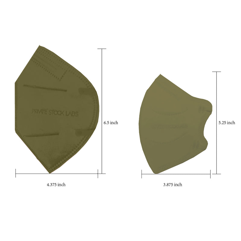 Petite KN95 Protective Mask - Neutral Series - Olive Green (Pack of 5)