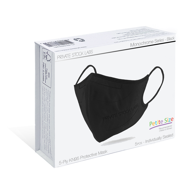 Petite KN95 Protective Mask - Monochrome Series - Black (Pack of 5)
