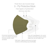 Petite KN95 Protective Mask - Neutral Series - Olive Green (Pack of 5)