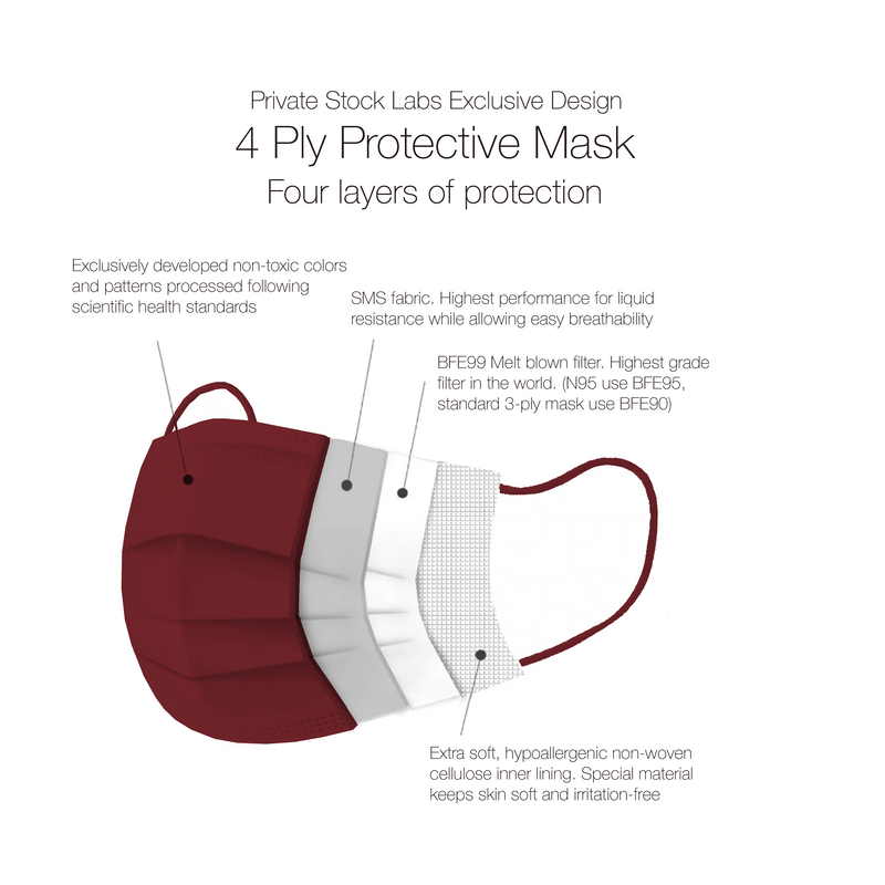 Petite 4-Ply Protective Mask - Prestige Series - Merlot (Pack of 10)