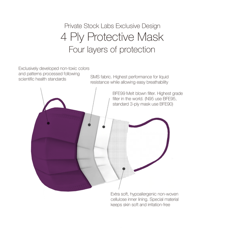 4-Ply Protective Mask - Prestige Series - Purple (Pack of 10)